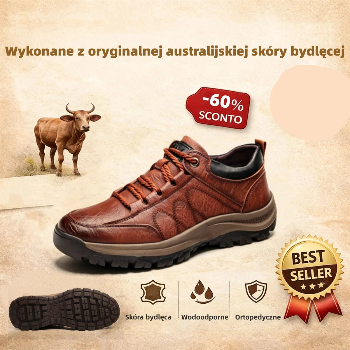 (🔥60% zniżki dzisiaj - nie przegap!)OARONE®-Męskie skórzane buty ortopedyczne ✅ koniec bólu stóp, wygoda na cały dzień!